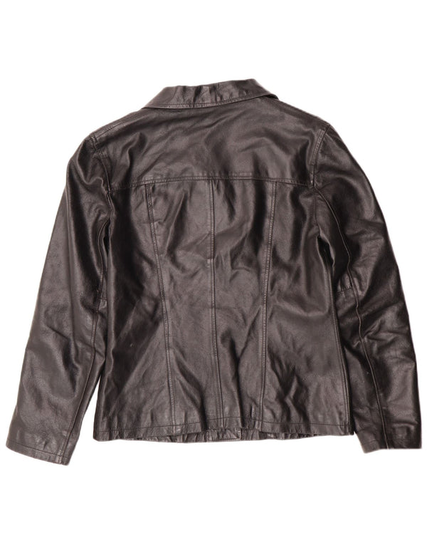 Vintage Dame Læderjakke UK 12 Medium Sort Læder Klassisk