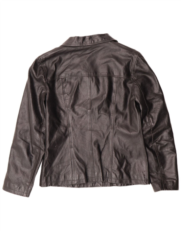 Vintage Dame Læderjakke UK 12 Medium Sort Læder Klassisk