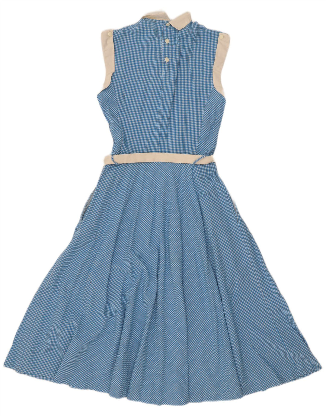 Vintage ærmeløs maxikjole til kvinder UK 10 Small Blue Gingham