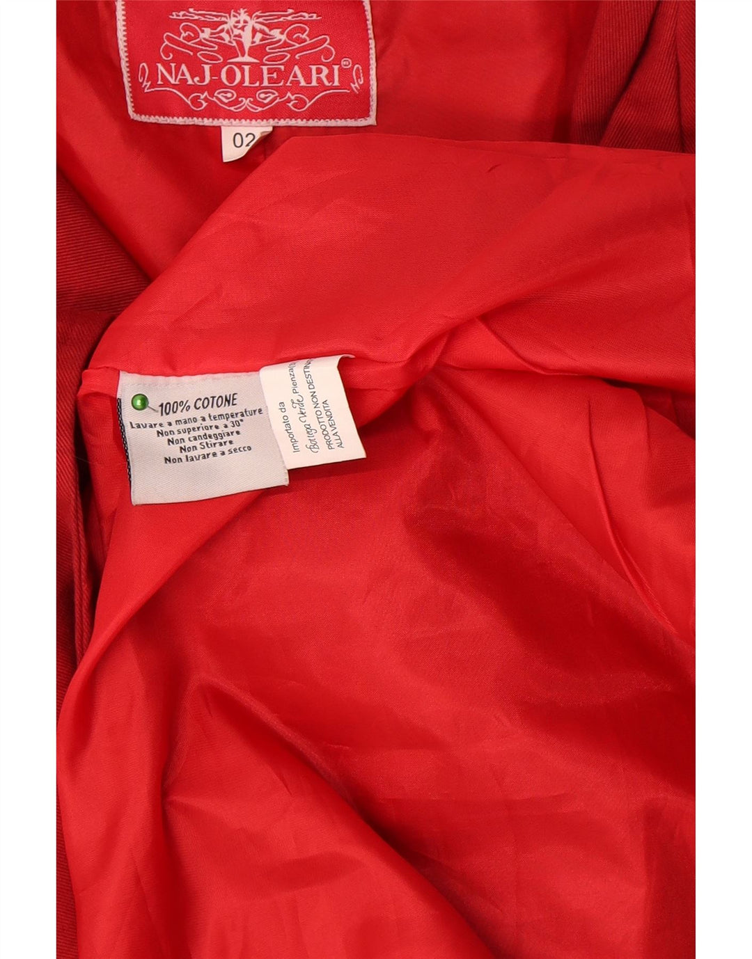 Naj Oleari kvinders oversize trenchcoat US 2 XS rød bomuld