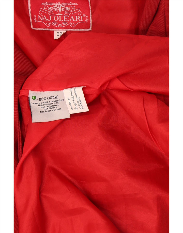 Naj Oleari kvinders oversize trenchcoat US 2 XS rød bomuld