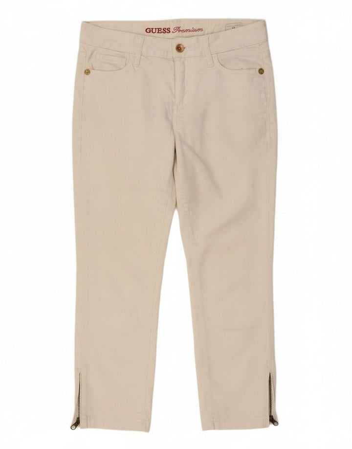 GUESS Womens Slim Cropped Trousers W31 L24 Off White Cotton