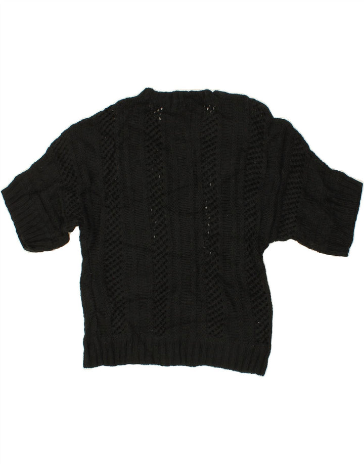 MOSSIMO Womens Short Sleeve Boat Neck Jumper Sweater UK 14 Medium Black Vintage Mossimo and Second-Hand Mossimo from Messina Hembry 