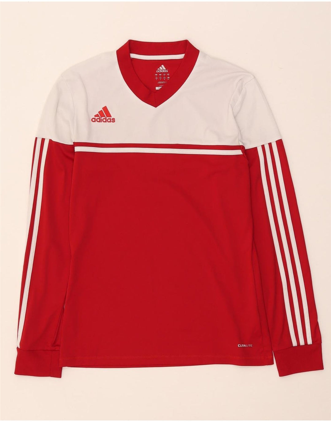 Adidas Dame Climalite Top Langærmet UK 10 Small Red Colourblock