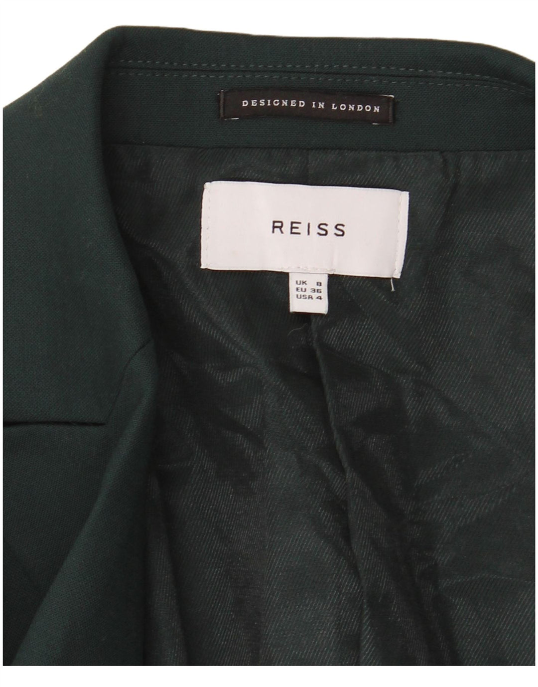 Reiss Dame 1 Knap Blazer Jacket UK 8 Lille Grøn