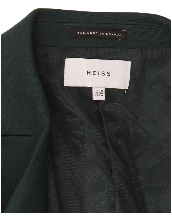 Reiss Dame 1 Knap Blazer Jacket UK 8 Lille Grøn