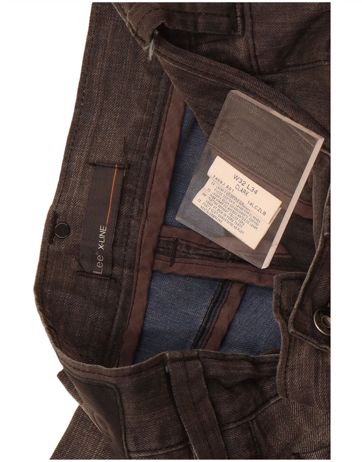 Lee Mens Clark Straight Jeans W32 L34 Grå Bomuld