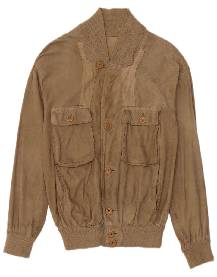 Vintage herre ruskind bomberjakke UK 38 Medium Beige