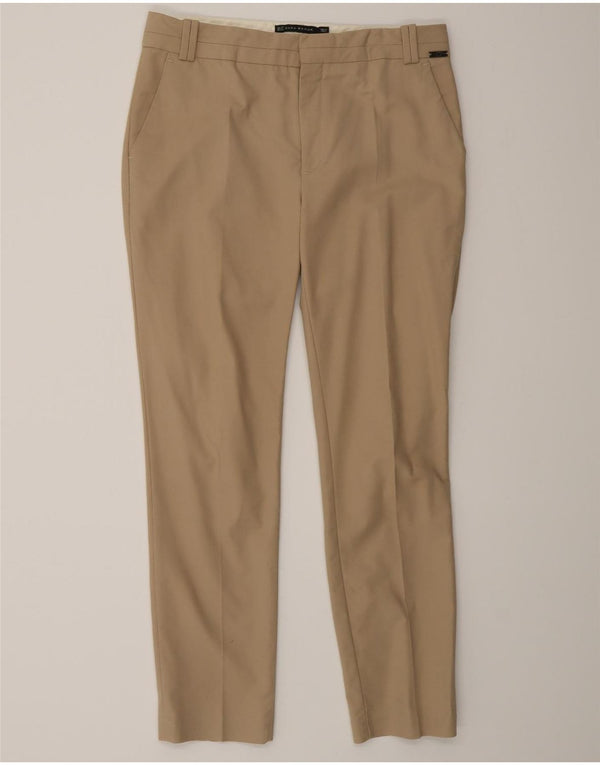 Zara Dame Slim Chino Bukser EU 38 Small W28 L25 Beige Bomuld