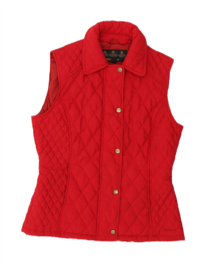 BARBOUR Dame Quiltet Gilet UK 12 Medium Rød Polyester