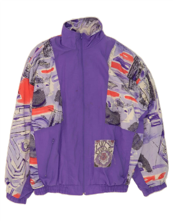 ACTIVE Womens Vintage Oversized Tracksuit Top Jacket UK 14 Medium Purple Vintage Active and Second-Hand Active from Messina Hembry 
