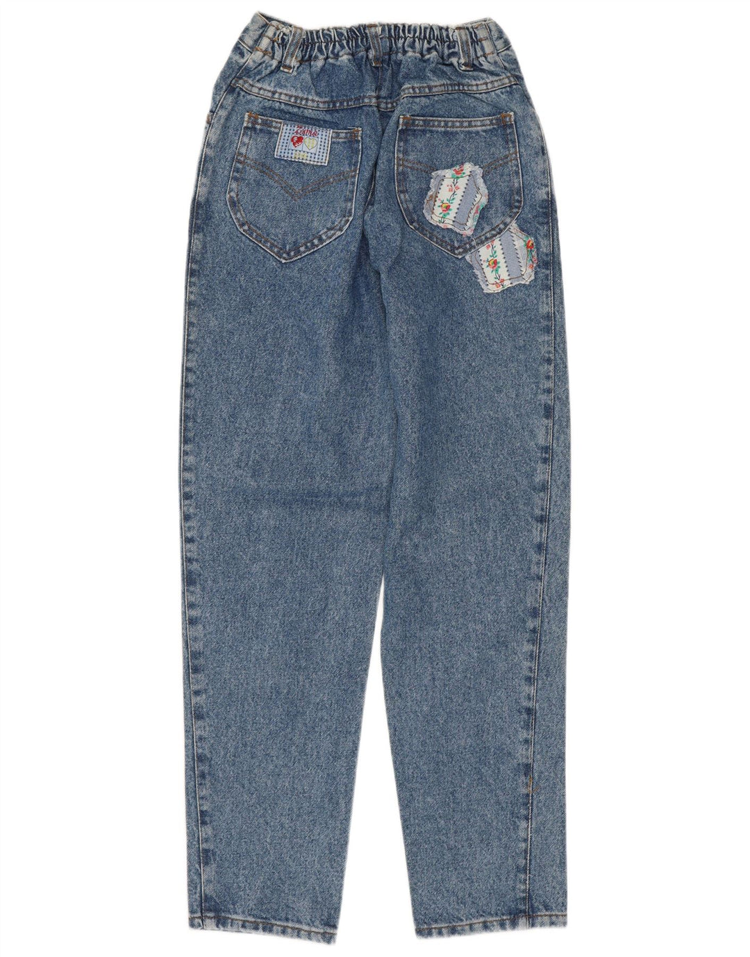 VINTAGE koniske jeans til kvinder EU 40 Medium W28 L28 Blå blomster bomuld