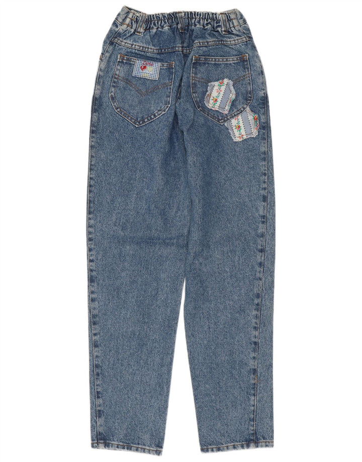 VINTAGE koniske jeans til kvinder EU 40 Medium W28 L28 Blå blomster bomuld
