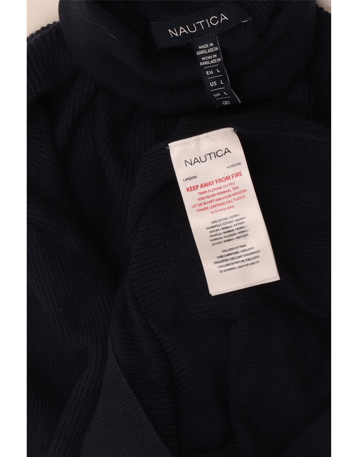 Nautica Herre rullehals sweater stor marineblå bomuld