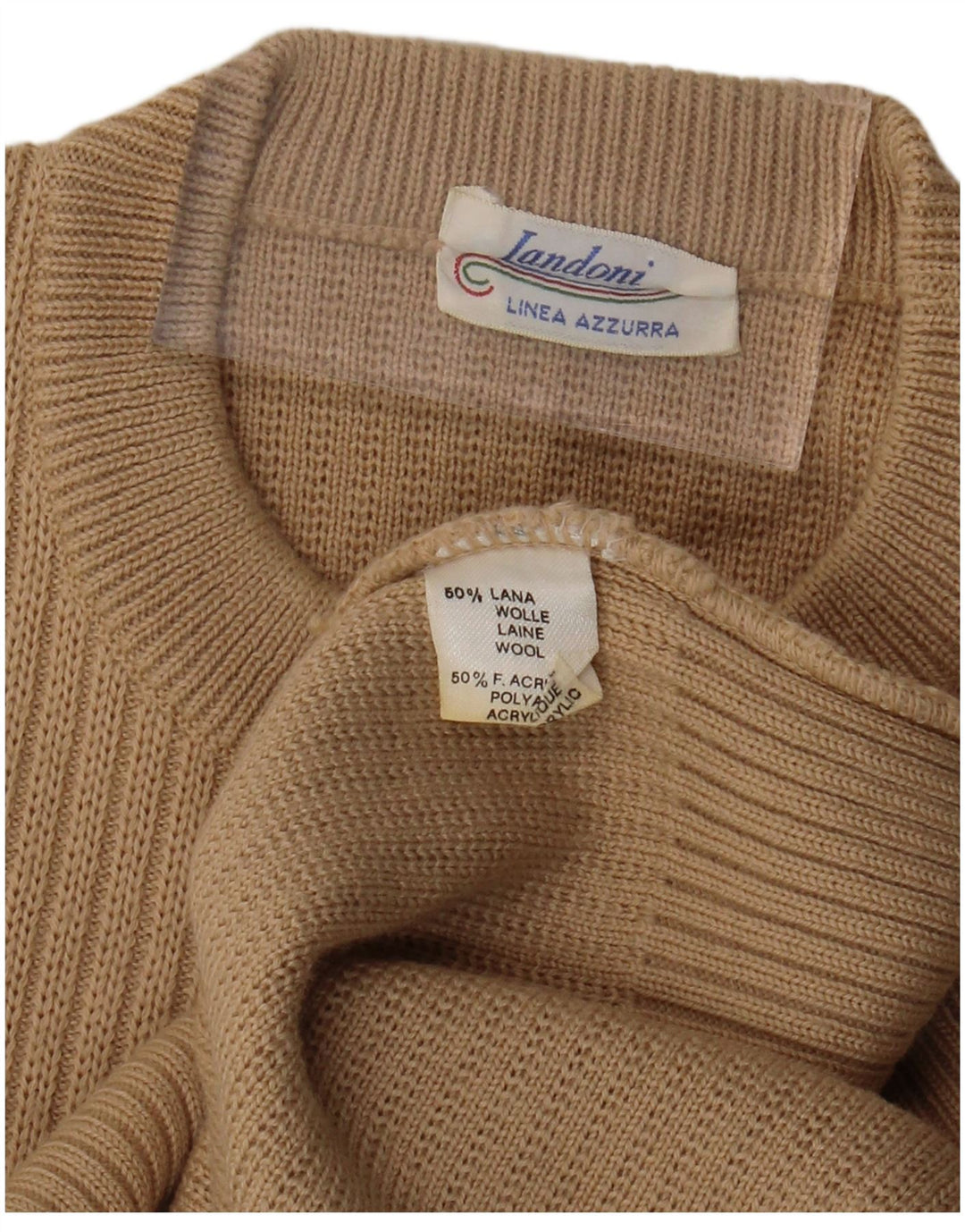 VINTAGE Dame sweater med rund hals DK 16 Stor beige uld