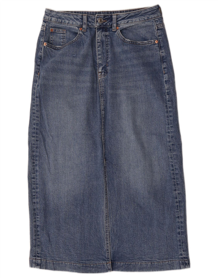 Marks & Spencer Dame Regular Denim Midi Skirt UK 10 Small W30 Blue