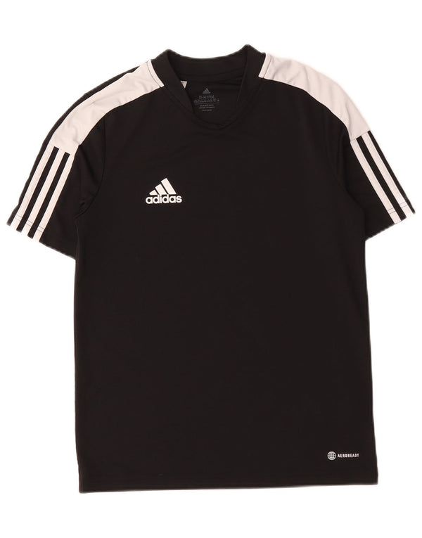 Adidas Boys Aeroready T-Shirt Top 13-14 år Sort Colourblock Polyester