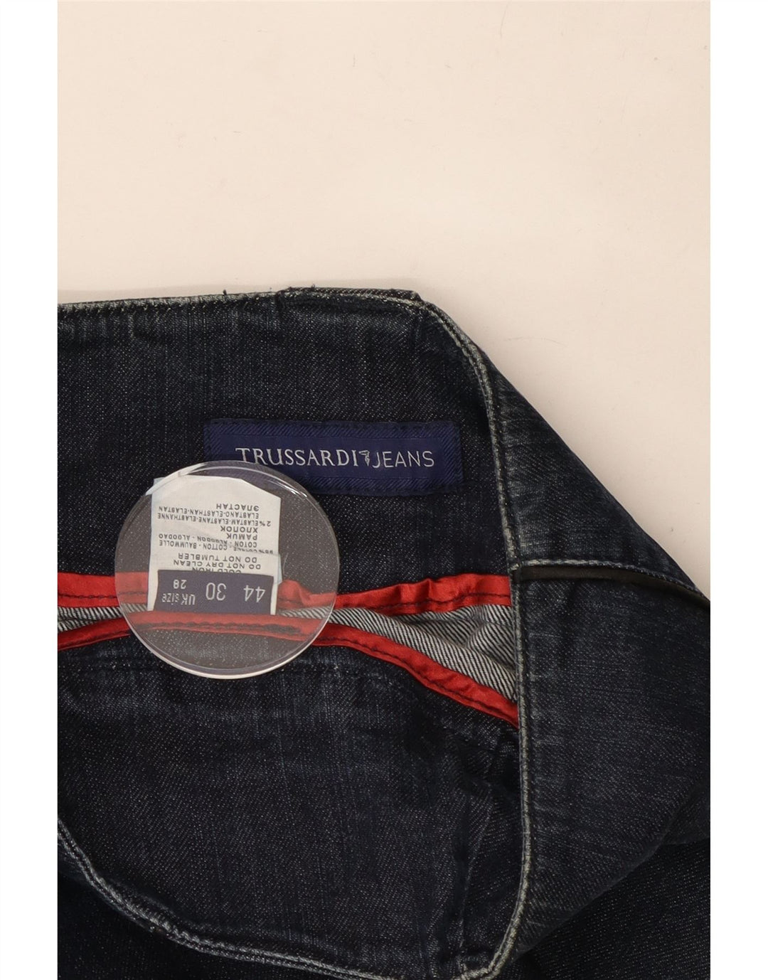 TRUSSARDI Dame Slim Jeans IT 44 Medium W28 L29 Marineblå Bomuld