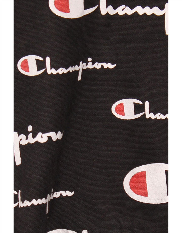 CHAMPION Herre Reverse Weave Grafisk Hoodie Jumper Lille sort bomuld