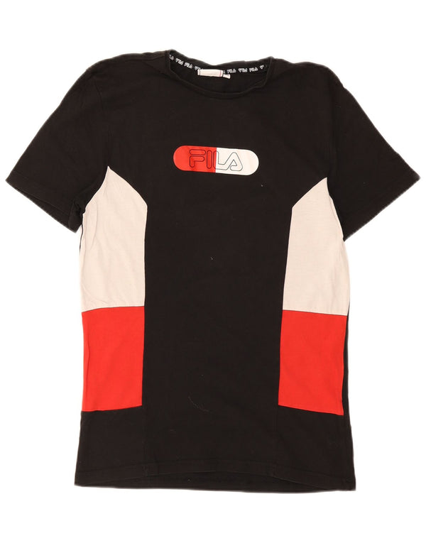 Fila Herre grafisk T-shirt Top XS Sort Colourblock Bomuld