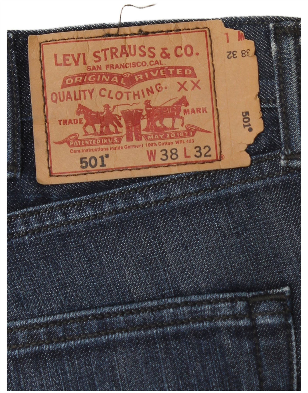Levi's Herre 501 Straight Jeans W38 L30 Marineblå Bomuld