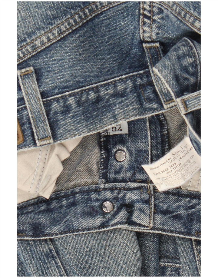 Armani Herre Distressed Straight Jeans W34 L32 Blå Bomuld