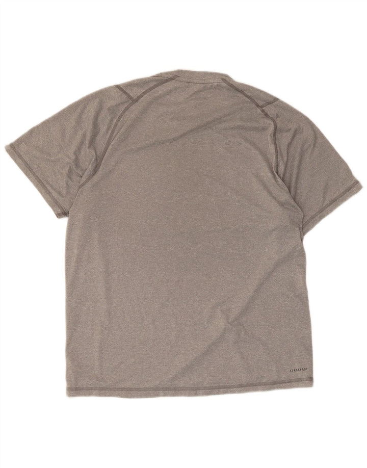 Adidas Herre Aeroready Grafisk T-Shirt Top Medium Grå Polyester