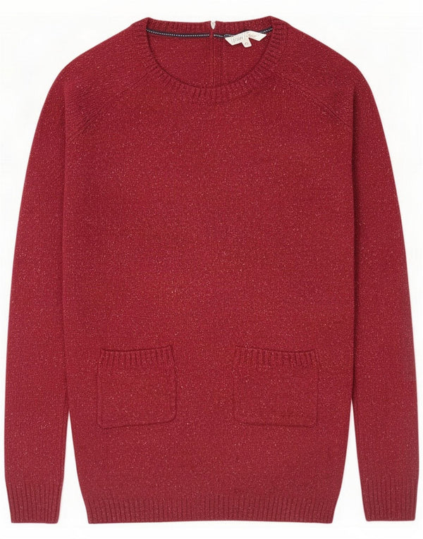 Fat Face Dame Boat Neck Jumper Sweater UK 10 Small Burgundy Flecked
