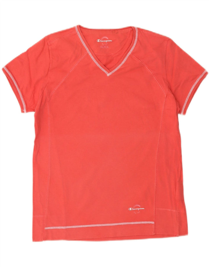 CHAMPION Womens Easy Fit T-Shirt Top UK 14 Medium Red Cotton Vintage Champion and Second-Hand Champion from Messina Hembry 