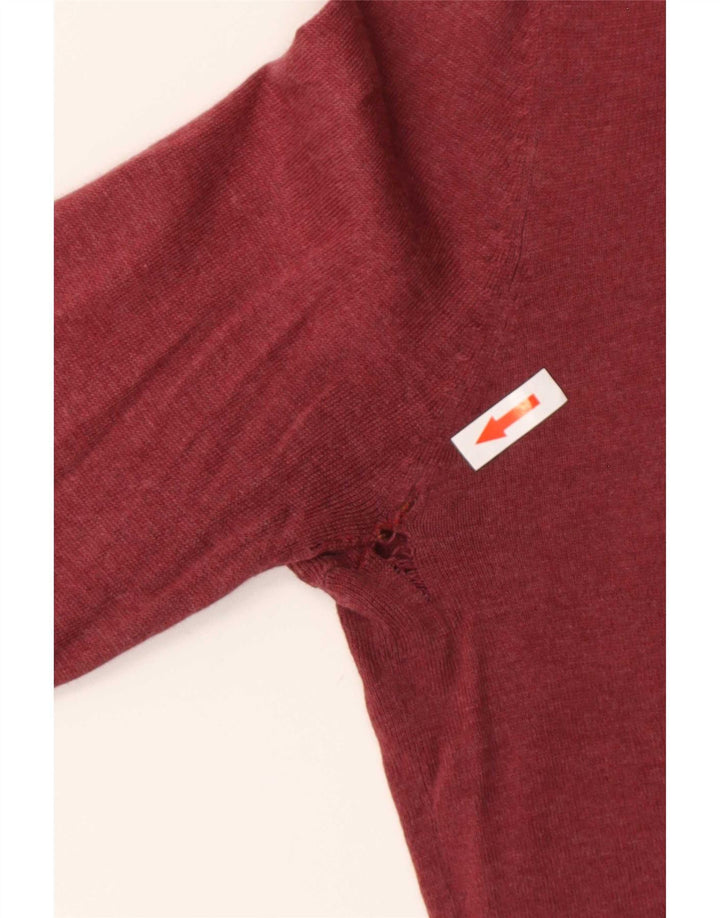 Massimo Dutti Dame Cardigan Sweater UK 12 Medium Burgundy