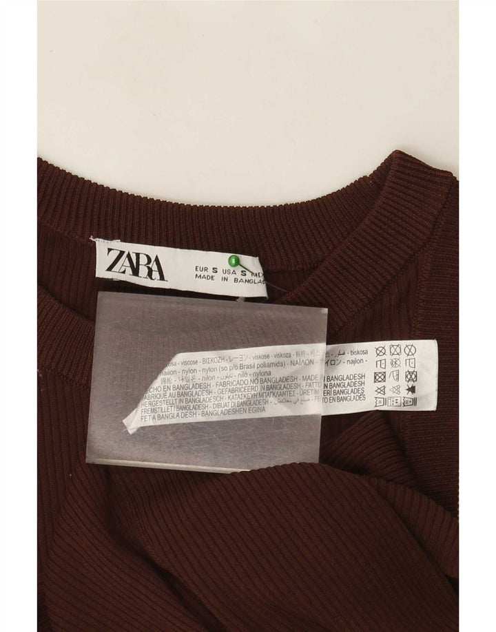 Zara Damevest Top UK 8 Small Brown Viscose