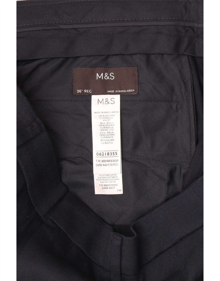 Marks & Spencer Herre Regular Suit Bukser W36 L31 Marineblå polyester