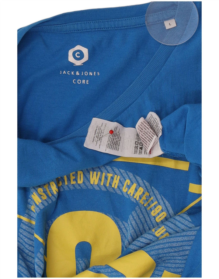 Jack & Jones Herre grafisk T-shirt Top Stor Blå Bomuld
