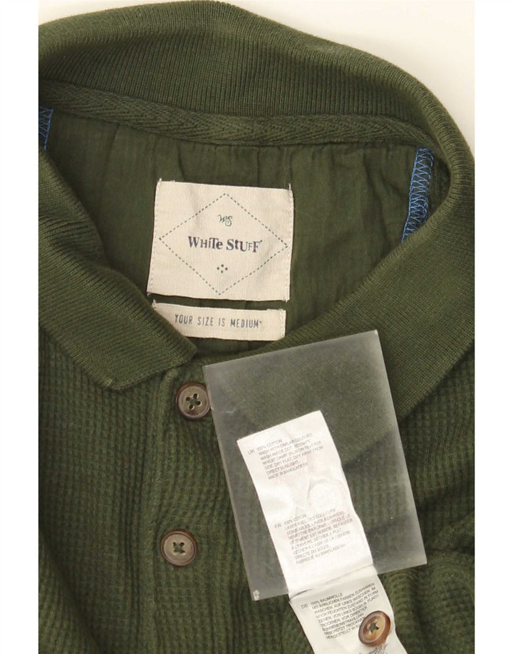 White Stuff Langærmet herre poloshirt Medium Khaki Bomuld
