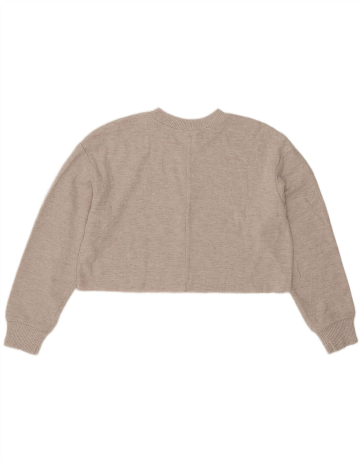 Zara Womens Crop Bluse Top UK 14 Medium Grey Polyester