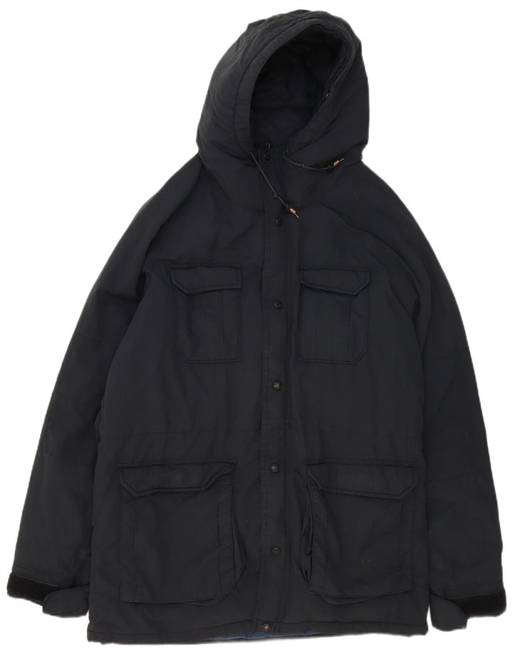 Levi's Herre Hooded Parka Jacket UK 38 Medium Sort Polyamid