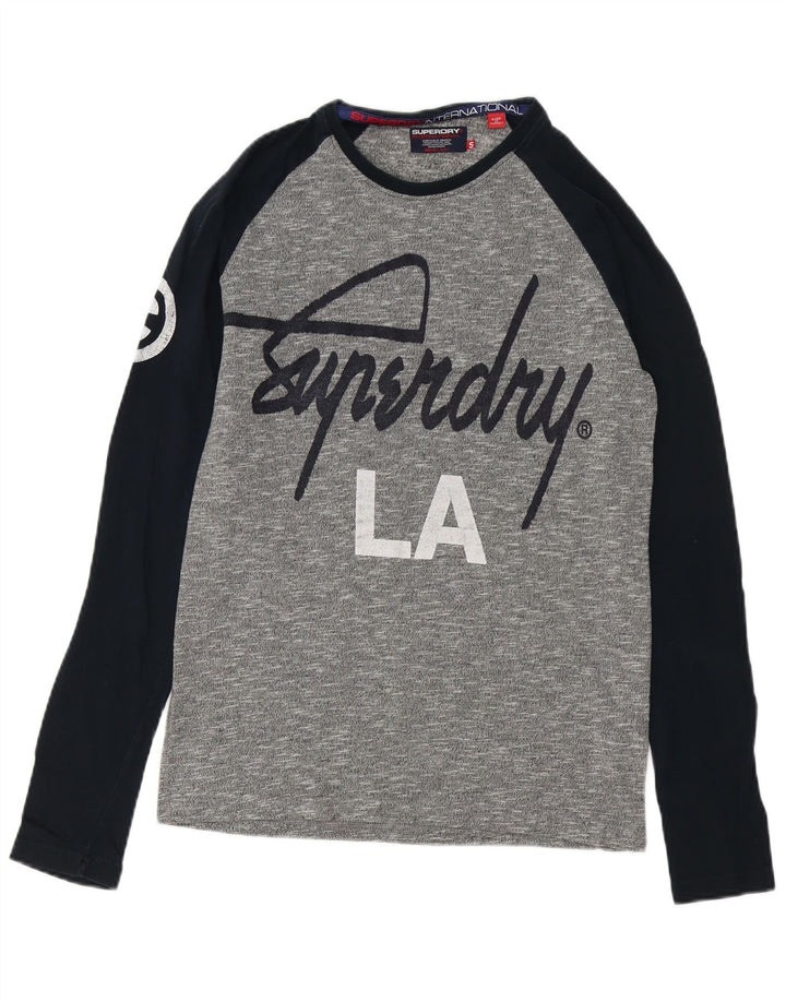 SUPERDRY Herre grafisk top Langærmet lille grå Colourblock Bomuld
