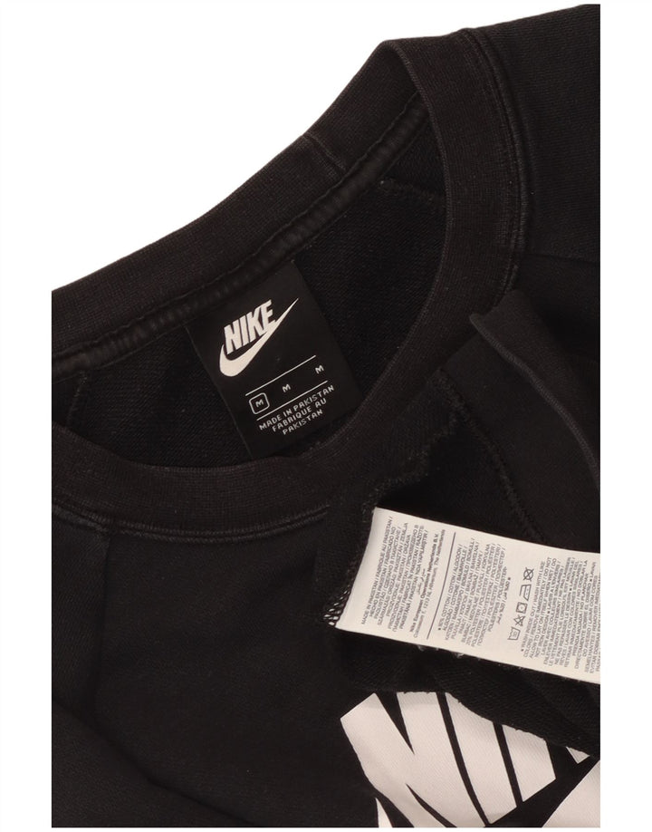 Nike Dame Grafisk Sweatshirt Jumper UK 14 Medium Sort Bomuld