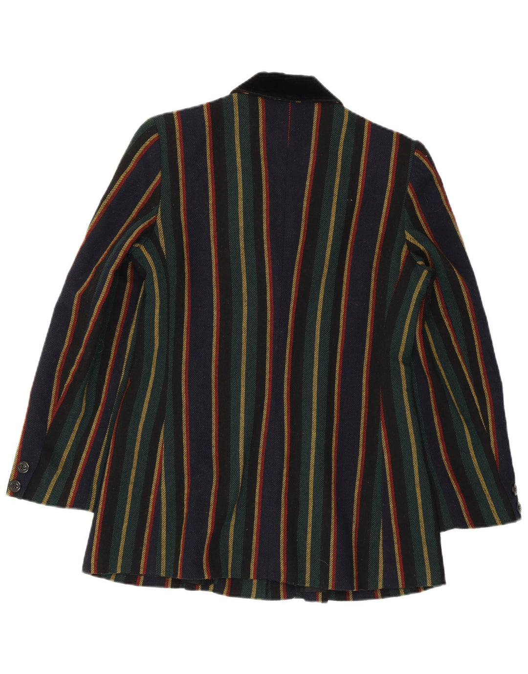 VINTAGE Dame 2-knaps blazerjakke UK 10 Lille flerfarvet stribet