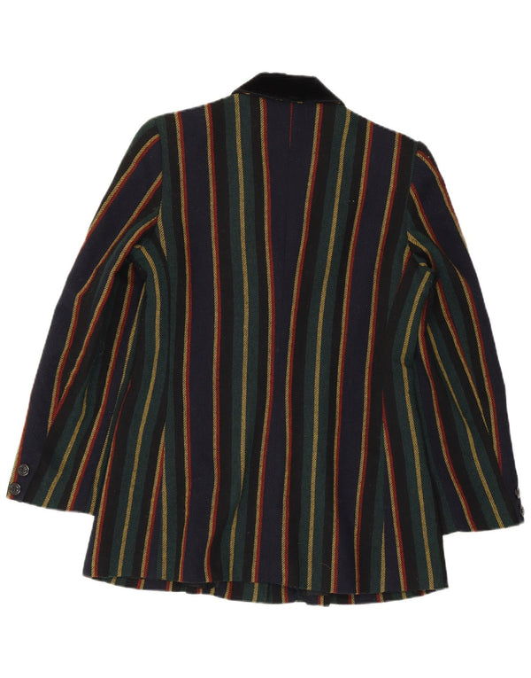 VINTAGE Dame 2-knaps blazerjakke UK 10 Lille flerfarvet stribet