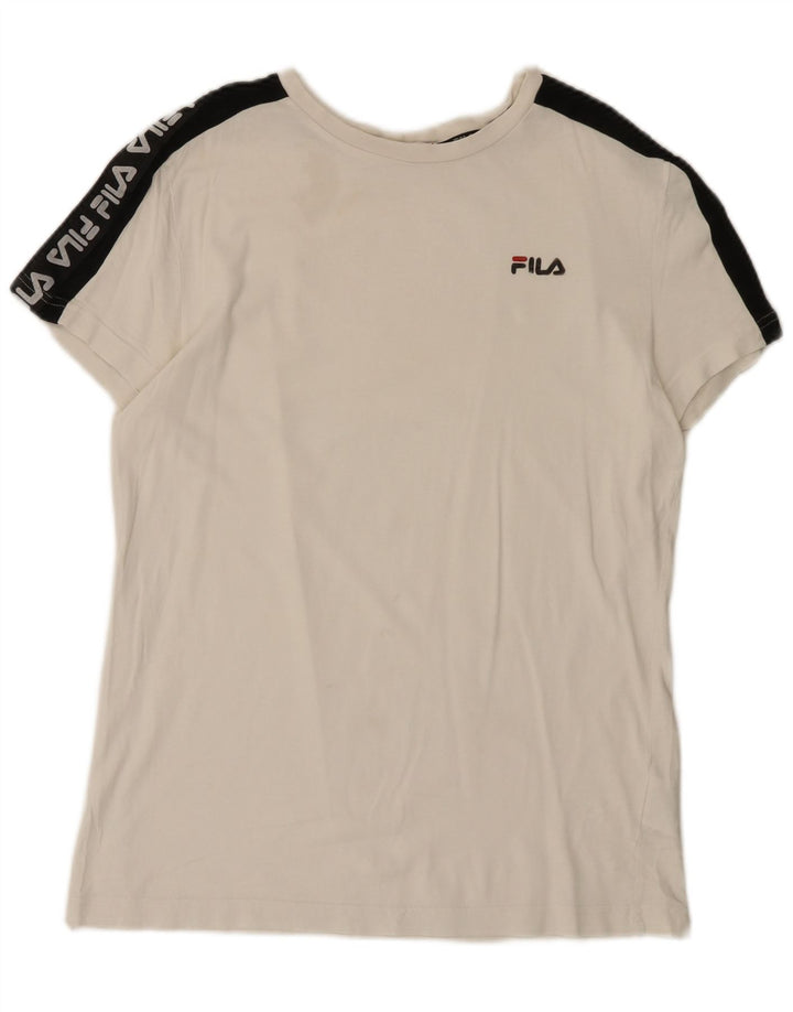 Fila Herre grafisk T-shirt Top Lille hvid Colourblock Bomuld