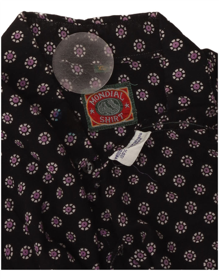 VINTAGE Herreskjorte XL Sort Floral Viscose