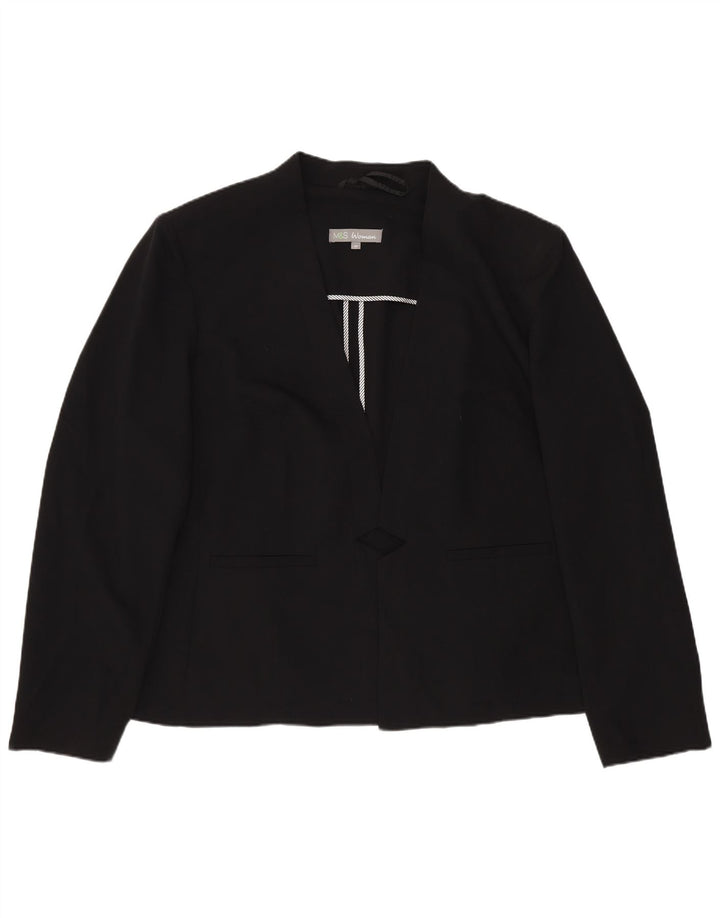Marks & Spencer Womens Open Blazer Jacket UK 20 2XL Sort Polyester