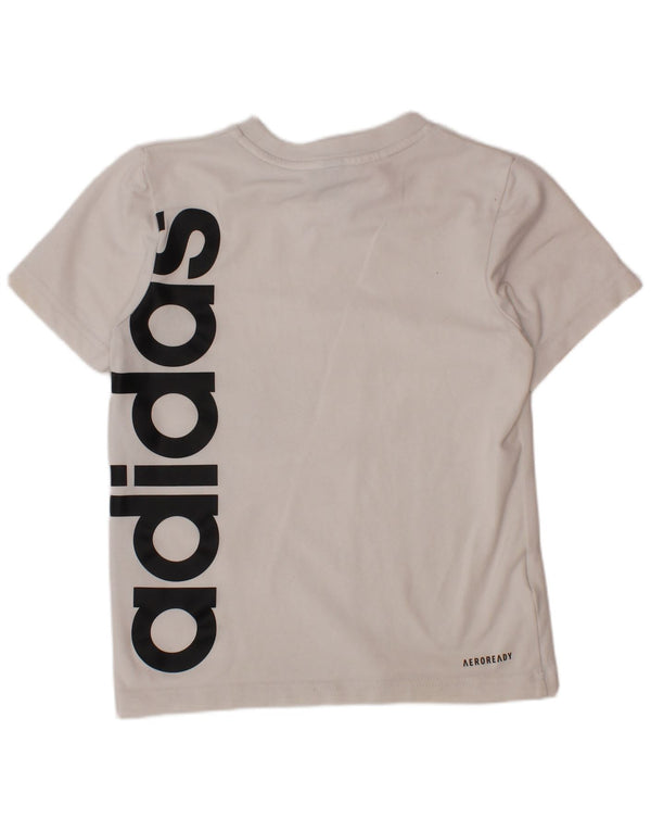 ADIDAS Boys Aeroready Grafisk T-Shirt Top 5-6 år Hvid