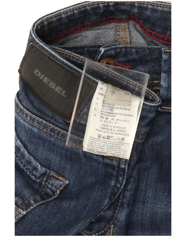 DIESEL Herre D-Strukt Distressed Straight Jeans W32 L31 Blå Bomuld