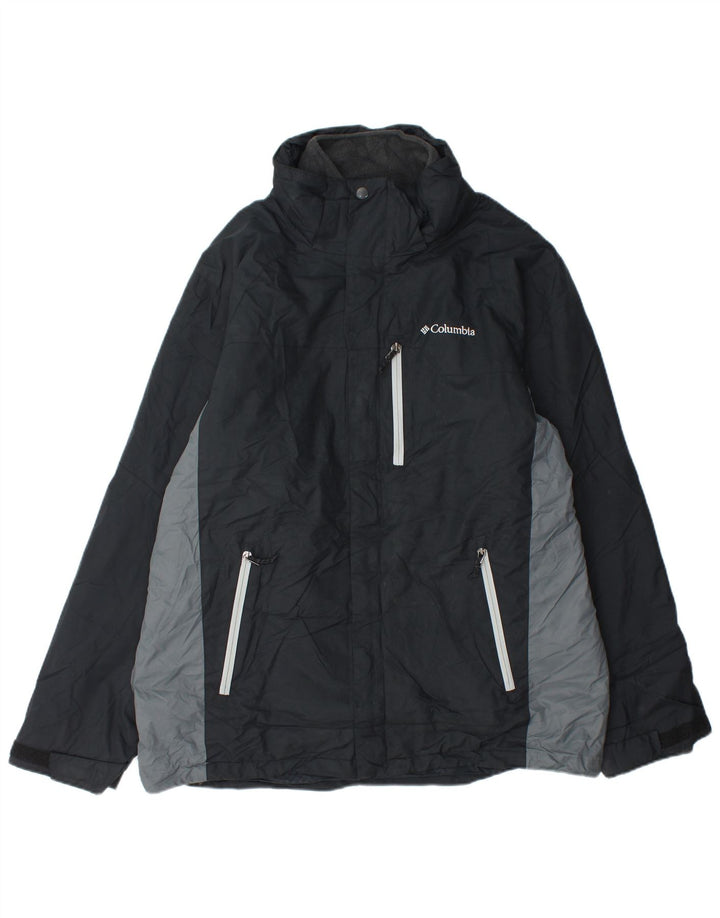 Columbia Mens Interchange Windbreaker Jacket UK 40 Large Black Colourblock