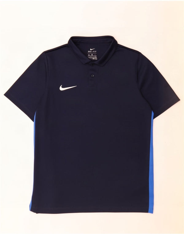 Nike drenge Dri Fit poloskjorte 13-14 år XL marineblå colourblock polyester