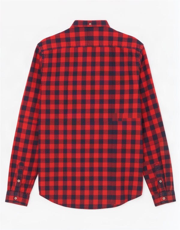 Zara Herre Slim Fit Flanellskjorte Medium Rød Gingham Bomuld
