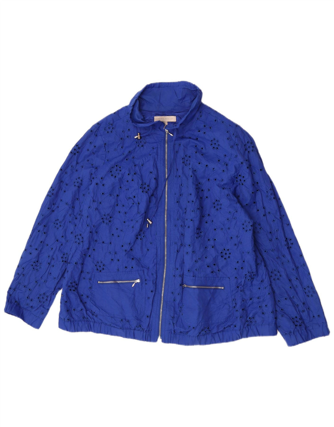 Laura Ashley Dame Bomber Jacket UK 20 2XL Blå Bomuld