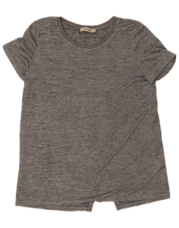 Oasis Dame T-Shirt Top UK 10 Small Grå Flecked Polyester